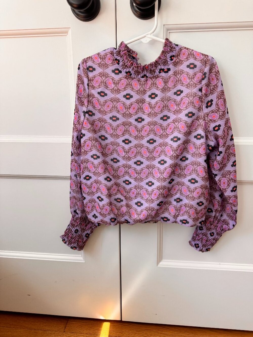 Girls size 7 purple blouse with sheer arms